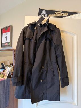 Classic Black Double-Breasted Trench Coat